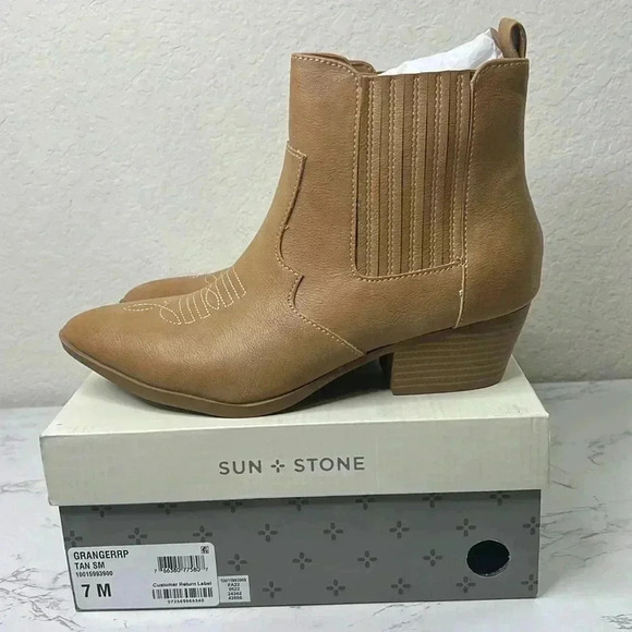 SUN + STONE GRANGERR STRETCH WESTERN ANKLE BOOTS Size 7M - Picture 2 of 14